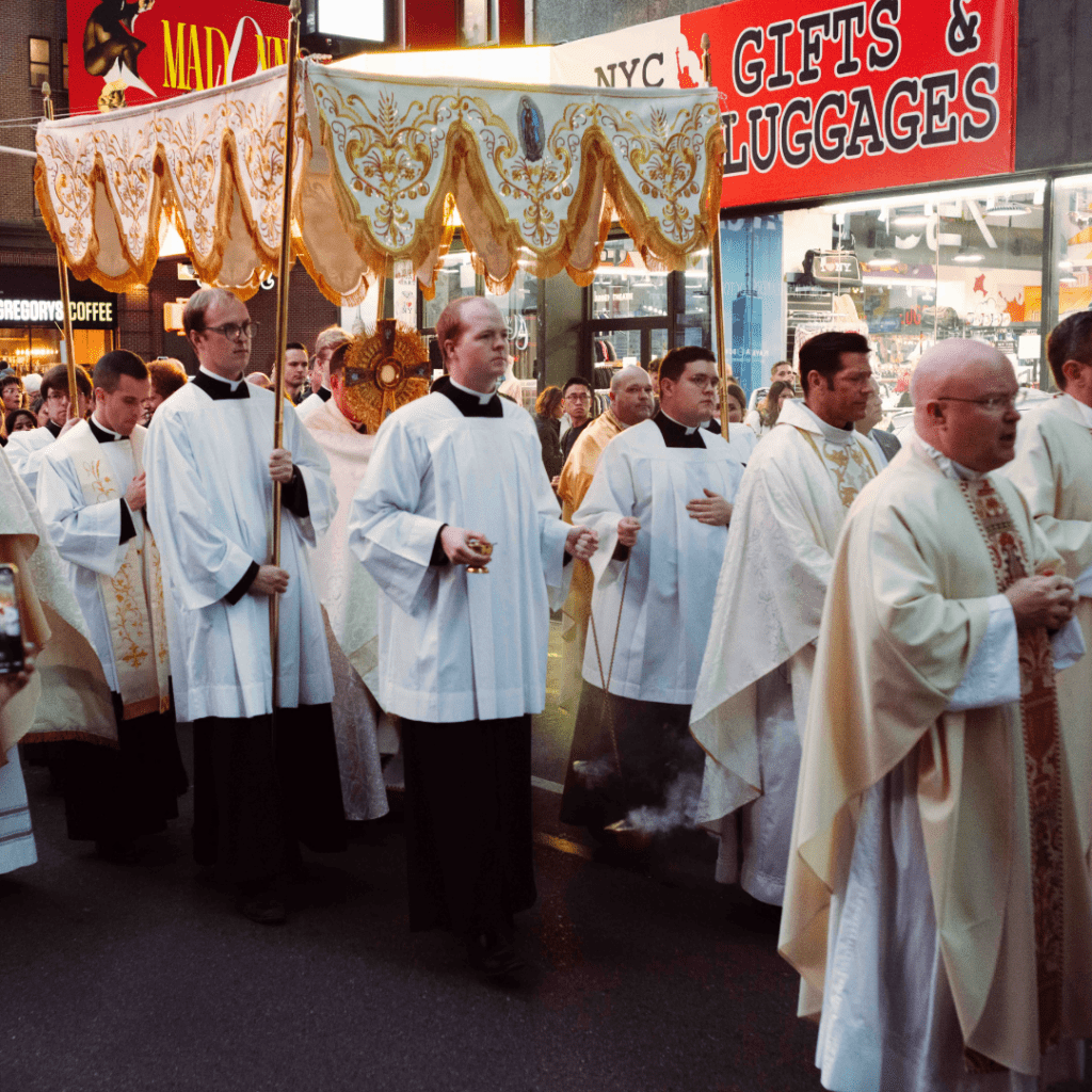 The Eucharist in Times Square Procession With Father Mike Schmitz