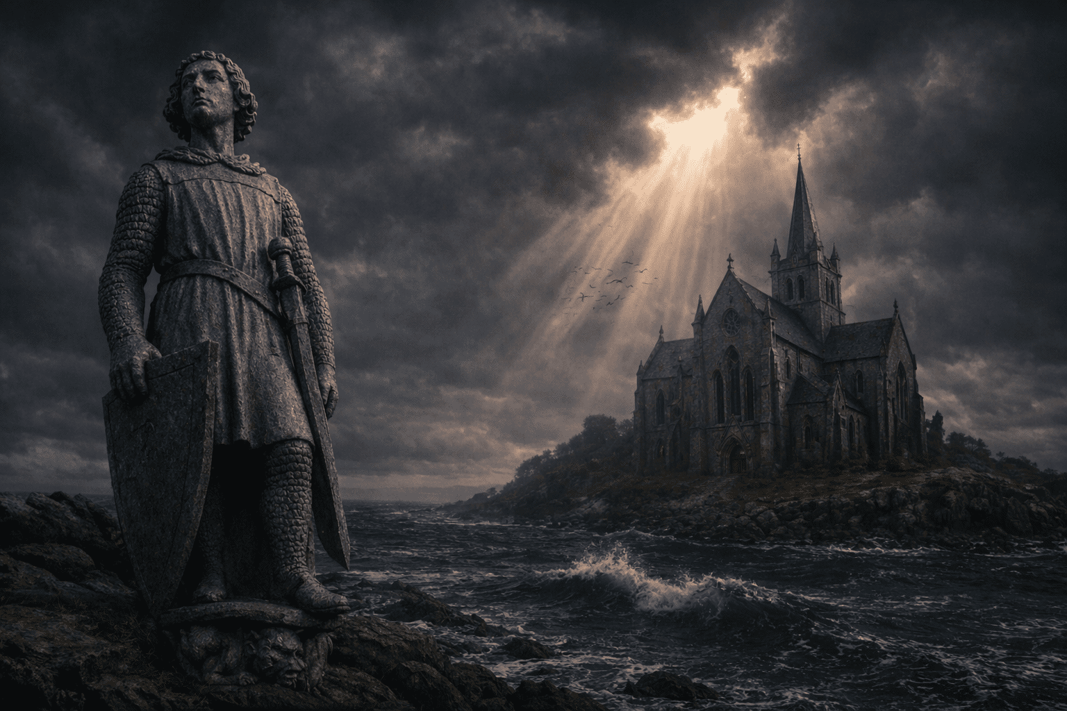 Portrett av Hellige Magnus av Orknøyene, illustrasjon til katolsk barnefortelling