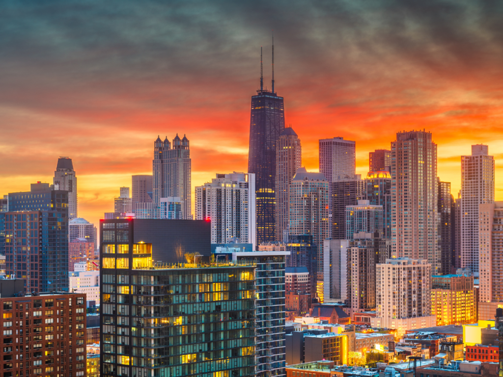 Utsikt over Chicago. Illustrasjonsfoto til sak om falsk bombetrussel mot pave Leo XIVs brors hjem.
