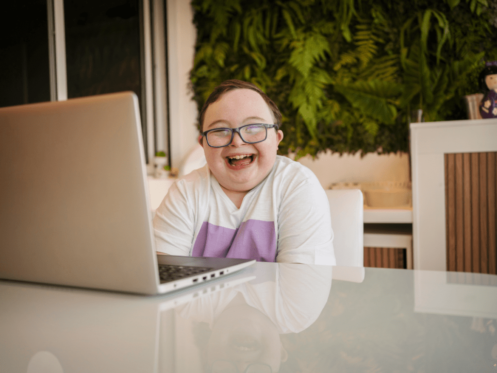 Jente med Downs syndrom.
